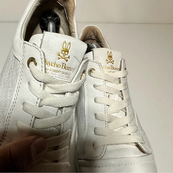 Psycho Bunny Shoes Mens 7.5 Lucky Find White Low Top All Over Logo (156 Box 19) - Picture 6 of 12